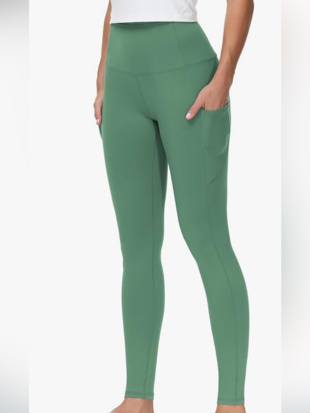 The Gym People Leggings Womens Small Light Green High Waist With Pockets